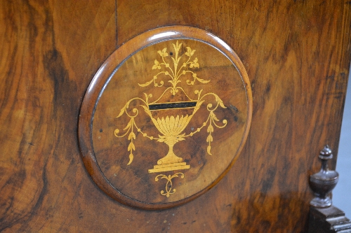 A VICTORIAN BURR WALNUT AND INLAID DAVENPORT, fitted with covered recess to the top, replacement - Bild 5 aus 9