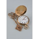 A 9CT GOLD FULL HUNTER KEYLESS POCKET WATCH, signed Prima 15 jewels, case dated Birmingham 1928