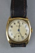 AN EARLY 20TH CENTURY GENTS 9CT GOLD WRISTWATCH, dial signed Cortebert, second sweep subsidiary dial