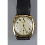 AN EARLY 20TH CENTURY GENTS 9CT GOLD WRISTWATCH, dial signed Cortebert, second sweep subsidiary dial