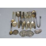 A PARCEL OF SILVER FLATWARE, including Rat Tail and Old English patterns, including Birmingham