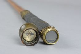A MID 19TH CENTURY METAMORPHIC WALKING STICK, horn mounted cover fitted with a compass over a two