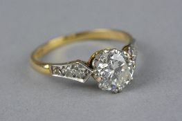A MID 20TH CENTURY DIAMOND SOLITAIRE RING, a round brilliant cut diamond, estimated weight 1.50ct,