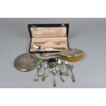 A CASED SET OF EARLY 20TH CENTURY DUTCH SILVER SERVING SPOON AND FORK, engraved initials and dates