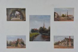 IN THE STYLE OF MOSES WEBSTER, a collection of five late 19th/early 20th Century views of Repton,