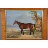 W. RAYROAD ? EARLY 19TH CENTURY SCHOOL, study of a bay horse in a landscape, oil on canvas,