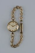 AN EARLY TO MID 20TH CENTURY 9CT GOLD ROLEX LADIES WRISTWATCH, round case measuring approximately