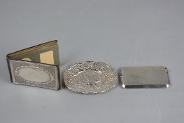 A GEORGE V RECTANGULAR SILVER VISITING CARD CASE, canted corners, hinged cover, makers Walker &