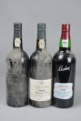 THREE BOTTLES OF VINTAGE PORTS, 1 x Taylors 1985, bottled 1987, 20.5% vol, 75cl, 1 x Quinta d