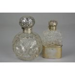 A LATE VICTORIAN SILVER MOUNTED CUT GLASS HIP FLASK, maker C.D., London 1900, height approximately