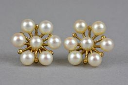 A PAIR OF MID TO LATE 20TH CENTURY MIKIMOTO AKOYA CULTURED PEARL EAR-STUDS, measuring