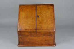 A LATE VICTORIAN WALNUT AND OAK STATIONARY BOX, bearing label for 'Army & Navy C.S.L. Makers',