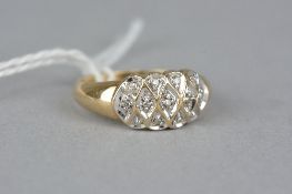 A MODERN 9CT GOLD DIAMOND DRESS RING, estimated diamond weight 0.08ct, ring size N, approximate