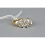 A MODERN 9CT GOLD DIAMOND DRESS RING, estimated diamond weight 0.08ct, ring size N, approximate