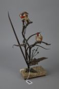 AN ALBANY FINE CHINA LIMITED EDITION BRONZE AND PORCELAIN MODEL OF GOLDFINCH, modelled by David