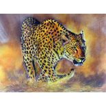 LEE VINCENT, 'LEOPARD', an original pastel drawing signed by the artist, mounted and framed,