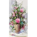 BROWN, 'FLOWERS IN A VASE', an original watercolour painting, initialled by the artist, mounted
