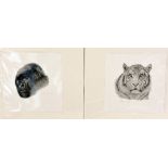 M. MARSH, 'TIGER - GORILLA', a pair of pencil drawings, limited edition prints 53/150 and 54/150,