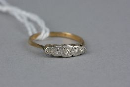AN EARLY 20TH CENTURY FIVE STONE DIAMOND HALF HOOP RING, five single cut diamonds, approximate