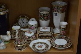 ELEVEN PIECES OF WEDGWOOD 'CLIO', to include clock, vases, coffee cup/saucer, trinkets etc (11)