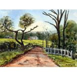 H.TAYLOR, 'COUNTRY LANE',a watercolour painting signed by the artist, mounted and framed,