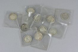 TEN VICTORIAN AND LATER SILVER SHILLINGS