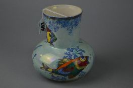 A BURSLEY WARE LUSTRE VASE, shape no 118, decorated with fish, approximate height 15cm