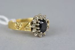 AN 18CT DIAMOND AND SAPPHIRE RING, ring size I1/2, approximate weight 5.2 grams