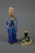 A 1950's CARLTONWARE GUINNESS NOVELTY TORTOISE FIGURE, together with a novelty liqueur flask