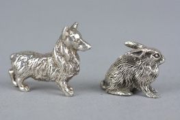 A NOVELTY SILVER DOG AND RABBIT (2)