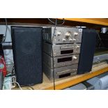 A TEAC MINI COMPONENT HI FI, with a pair of Mission 701 speakers, components includes an A-H500, R-