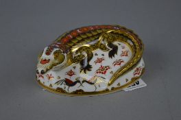 A BOXED ROYAL CROWN DERBY PAPERWEIGHT, 'Crocodile' exclusive gold signature edition for the Guild of