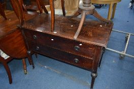 AN EDWARDIAN CHEST, of two long drawers standing on four turned legs