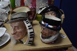 FOUR ROYAL DOULTON CHARACTER JUGS, 'Beefeaters' D6206, 'Old Charley' D5420, 'Sancho Panca' D6456 and
