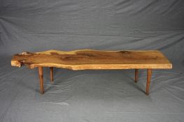 REYNOLDS OF LUDLOW NATURALISTIC YEW WOOD COFFEE TABLE, in the style of George Nakashima on four