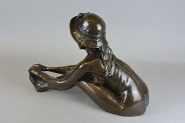 TOM GREENSHIELDS (1915-1994), ANYA'S HAT, a resin bronze of a young woman, a Limited Edition 68/350,