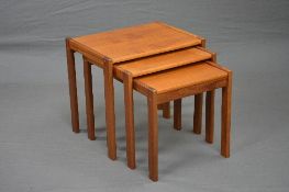 FURBO SPOTTRUP, DANISH TEAK 1960'S NEST OF THREE TABLES, stamped very faint verso to smallest table