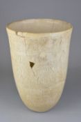PETER HAYES (B.1946), a large white Raku style vase with impressed and incised decoration, matt