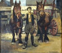 ALBERT LAWRENCE HAMMONDS (BRITISH 1930-1994), a team of horses and their handler (believed to be the