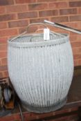 A GALVANISED DOLLY TUB, and two other galvanised buckets (3)