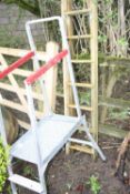 A SET OF BELDRAY PLATFORM STEPS, and a set of short wooden extension ladders (2)