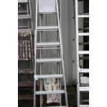 A SET OF ALUMINIUM EXTENSION LADDER, 410cm long and a set of aluminium step ladders 215cm long (2)