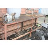 A METAL WORKBENCH, including a Black & Decker bench grinder (BBD 8'') width 234cm x height 95cm x