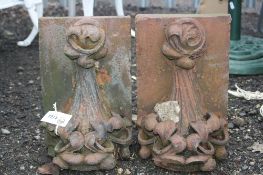 A PAIR OF VINTAGE TERRACOTTA ARCHITECTURAL PLAQUES, (2)