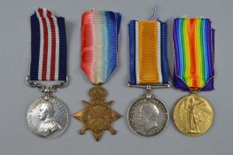 A MILITARY MEDAL, WWI group of four medals, correctly named to M.M. 78274 L/Sjt E. Gallagher 15