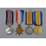 A MILITARY MEDAL, WWI group of four medals, correctly named to M.M. 78274 L/Sjt E. Gallagher 15