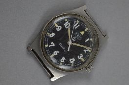 A MILITARY ISSUE CWS-T QUARTZ WATCH, no wrist strap or band, marked on back 0552/6645-99, 5415317,