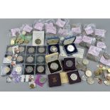 A BOX CONTAINING UK COINAGE, to include £5 coins, silver coins and commemoratives two silver