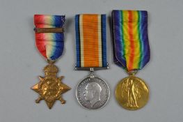 A WWI GROUP OF 1914 STAR AND ORIGINAL AUG/NOV BAR, British War and Victory medals correctly named to