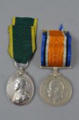 A BRITISH WAR MEDAL, named to 10447 Pte A.E. Watkins H.A.,C. Infantry and a Territorial Efficiency
